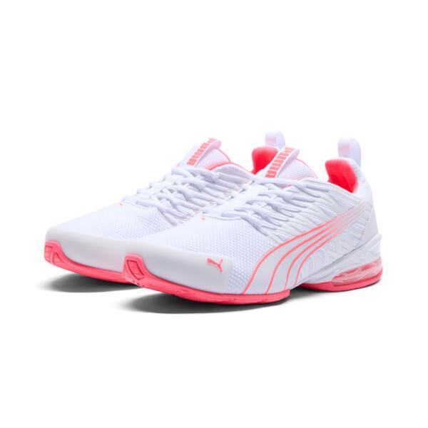 PUMA Voltaic Evo Women's Wide Running Shoes in White/Sunset Glow Product Image