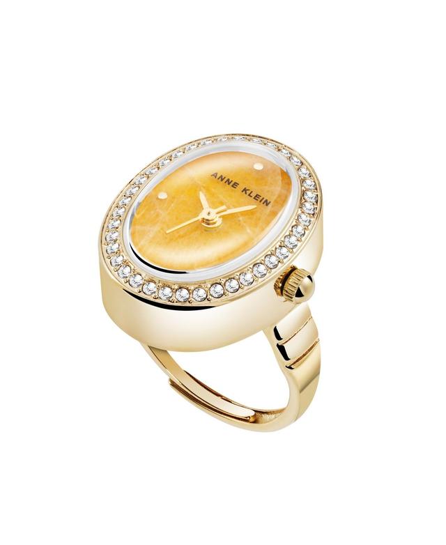 Anne Klein Womens Quartz Yellow Mother of Pearl and Gold-Tone Alloy Metal Ring Watch, 17mm - Yellow/Gold-Tone Product Image