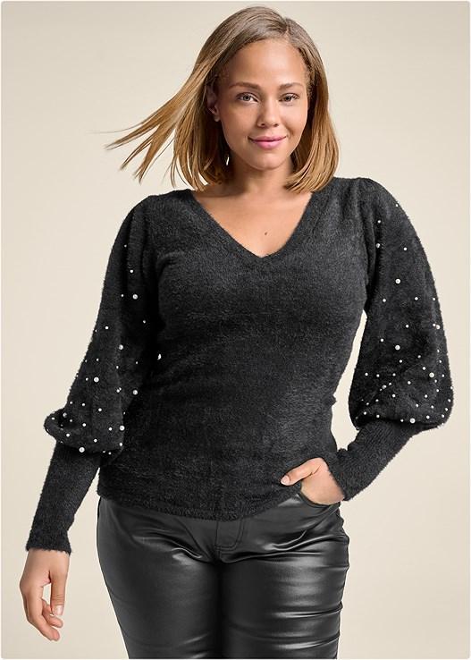 Pearl Puff Sleeve Sweater Product Image