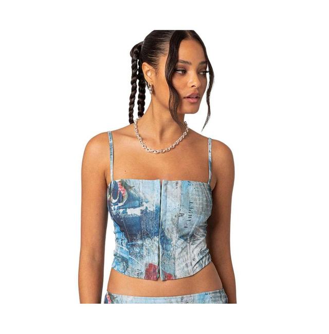 EDIKTED Love Letter Mesh Corset Top Product Image