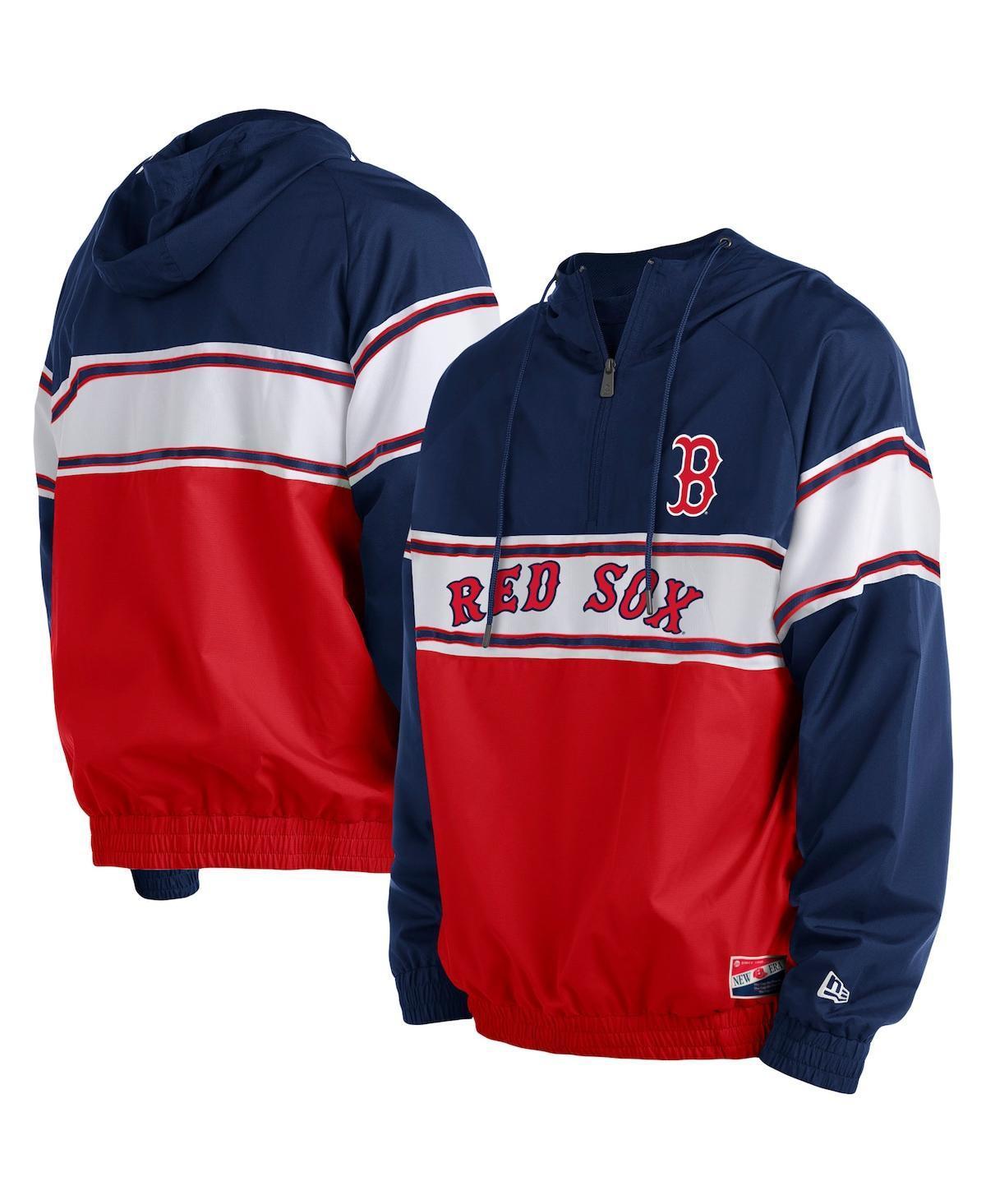 Mens New Era Navy Boston Red Sox Ripstop Raglan Quarter-Zip Hoodie Product Image