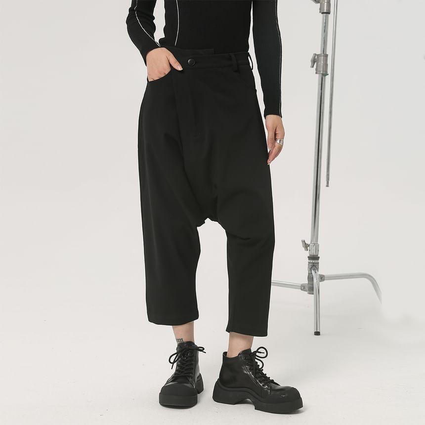 High Rise Plain Crop Harem Pants Product Image