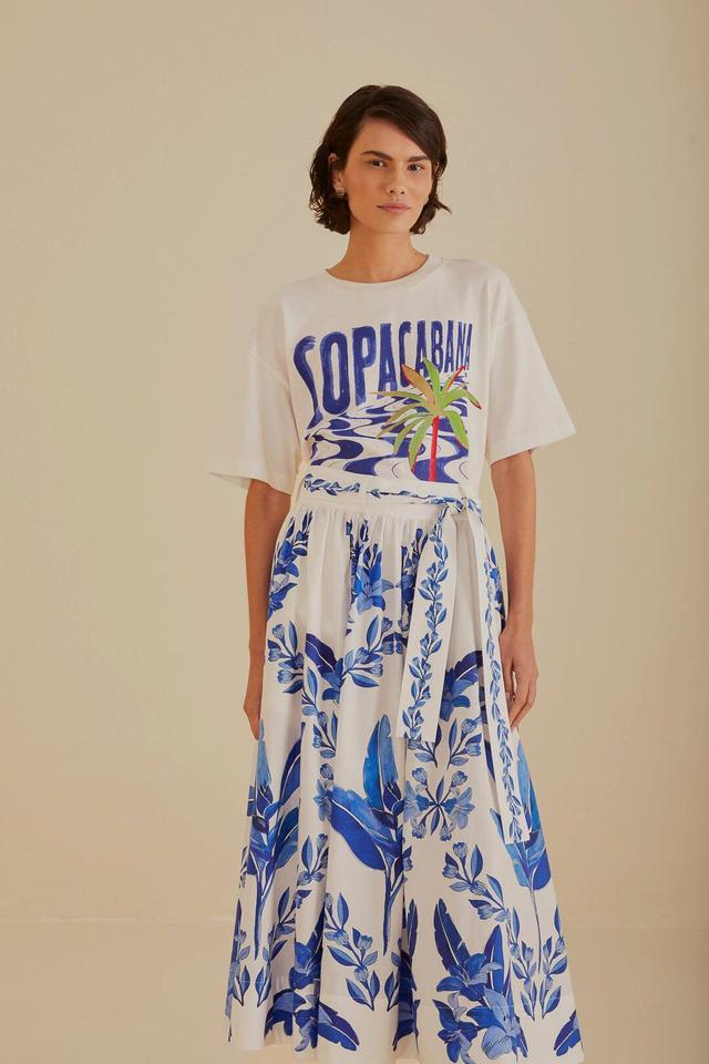 Off-White Blue Yard Organic Cotton Midi Skirt, BLUE YARD OFF-WHITE / M Product Image