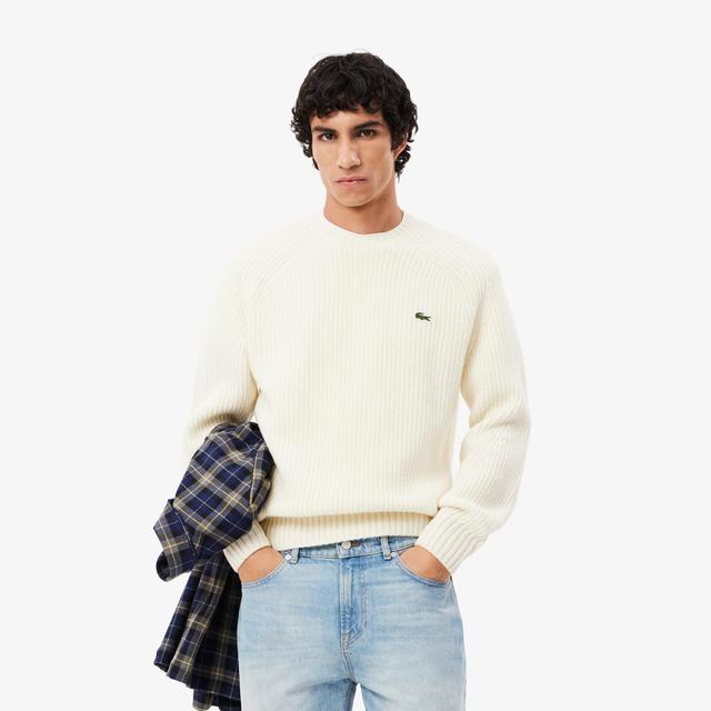 Thick Carded Wool Crew Neck Sweater Product Image