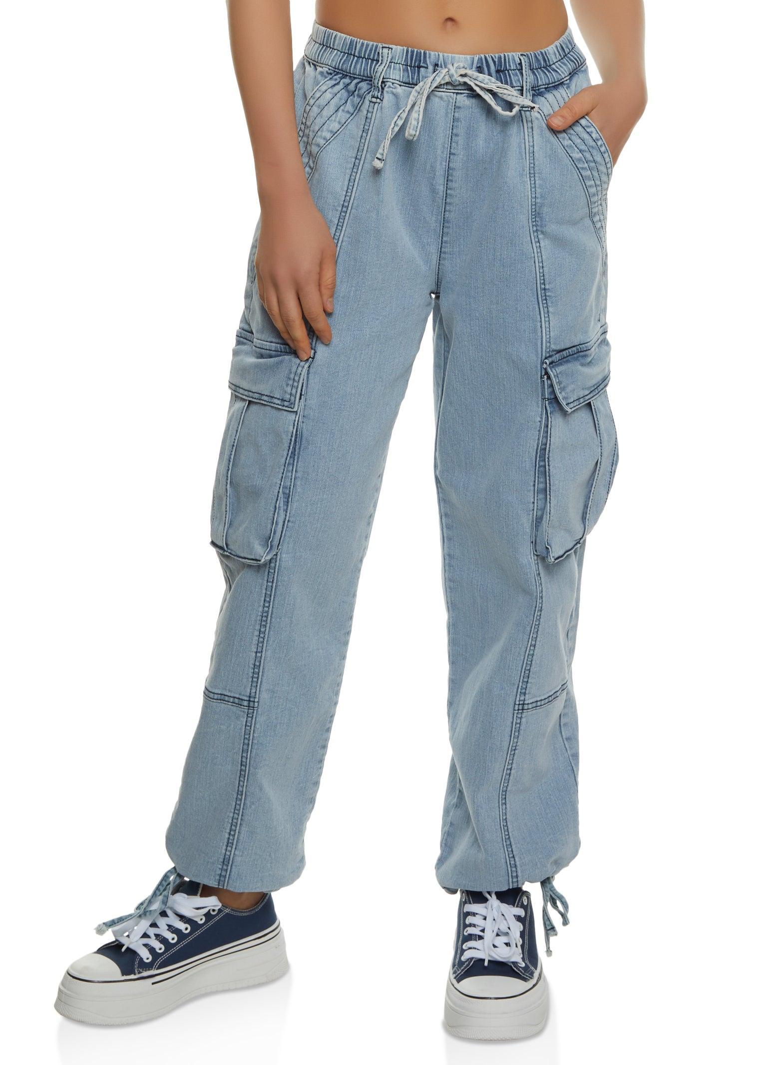 Womens Almost Famous Drawstring Cargo Pocket Joggers Product Image