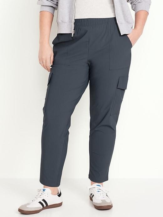 High-Waisted SleekTech Cargo Ankle Pants Product Image