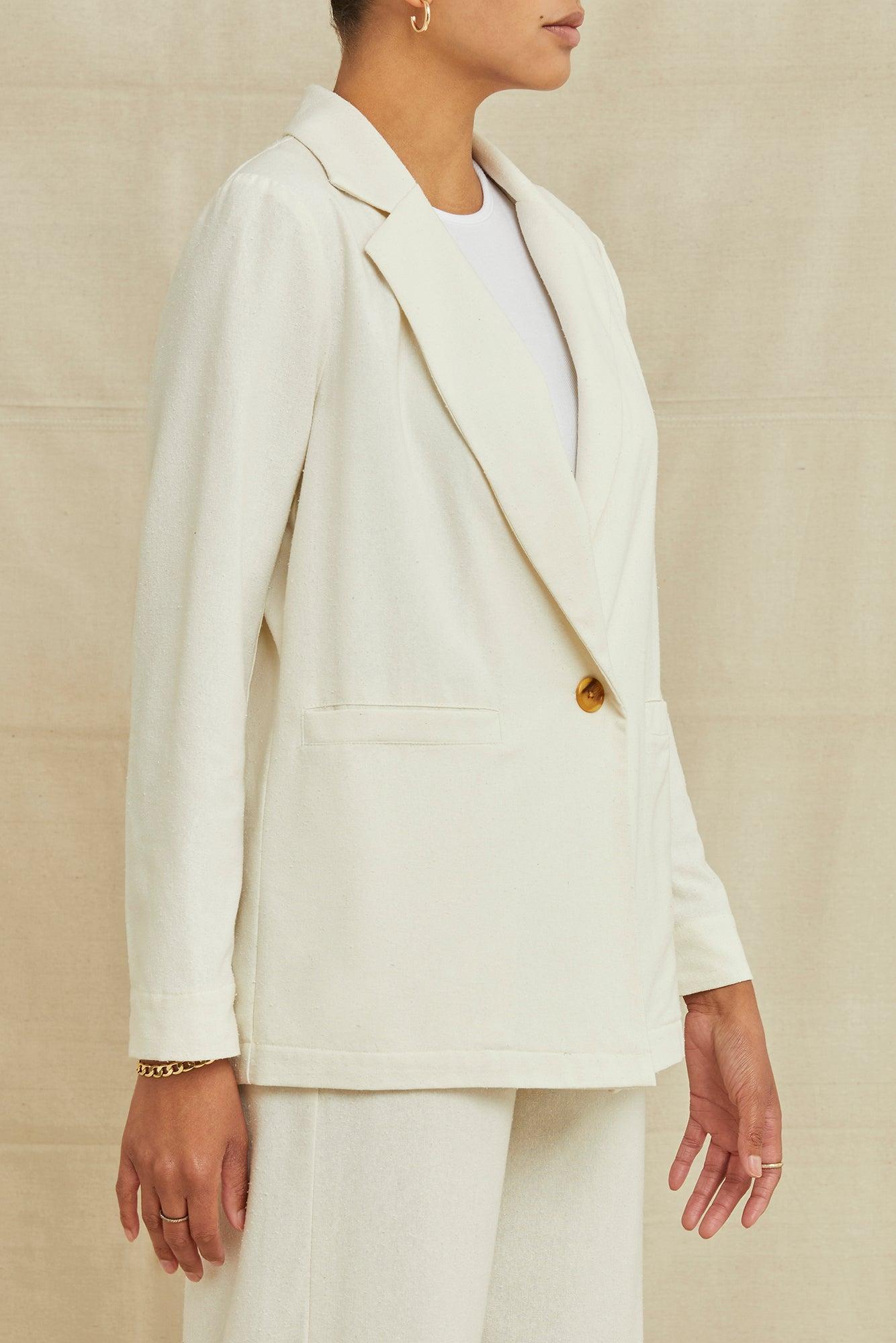 Sage Silk Noil Blazer - Ivory - ReAmour Product Image