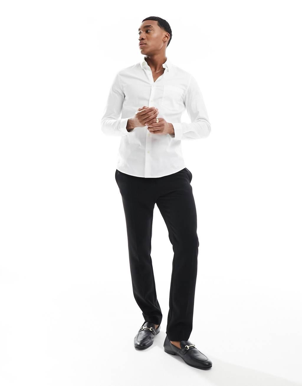 ASOS DESIGN slim oxford shirt in white  Product Image