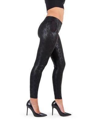 MeMoi Womens Sophisticated Metallic Snakeskin Leggings Product Image