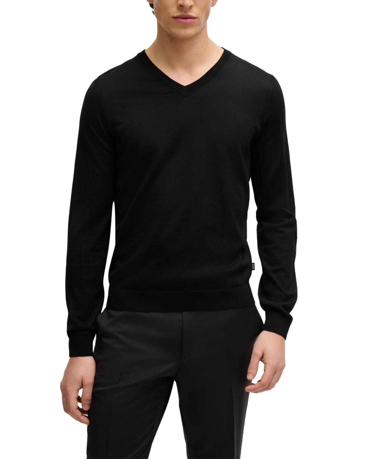 Mens V-Neck Slim-Fit Sweater in Virgin Wool Product Image