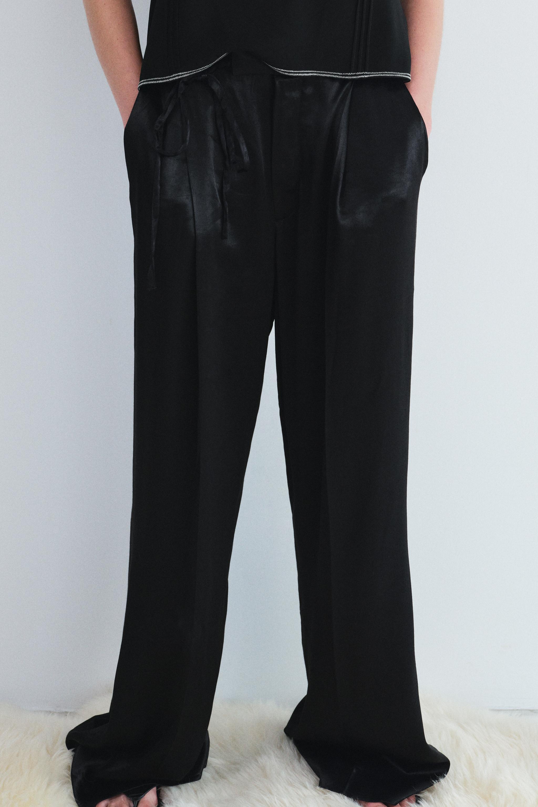 SATIN EFFECT BOW PANTS ZW COLLECTION Product Image