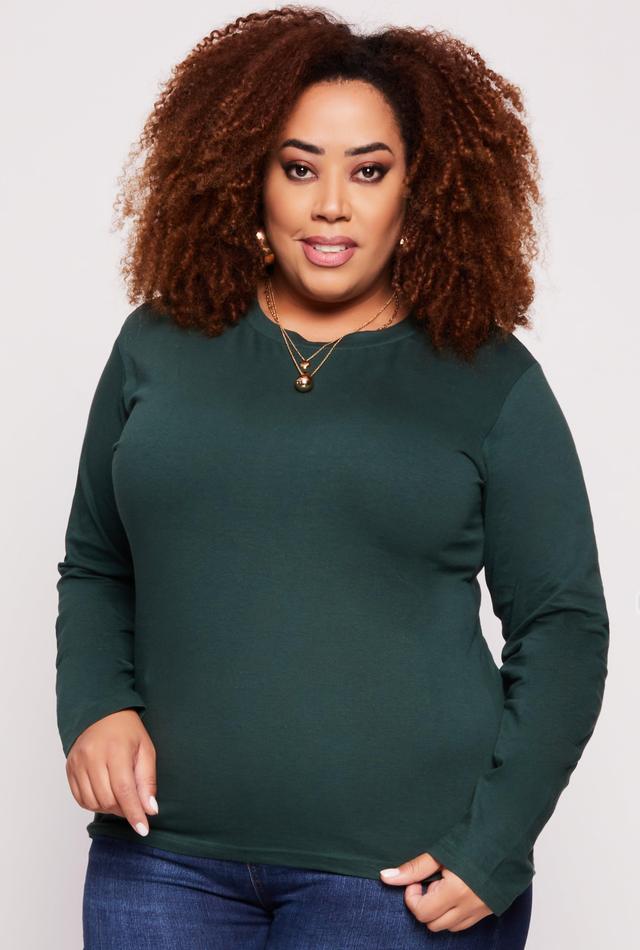 Womens Plus Size Basic Crew Neck Long Sleeve Top Product Image