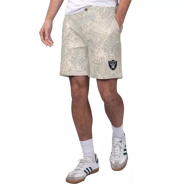 Mens Margaritaville Gray Las Vegas Raiders Sandwashed Monstera Print Amphib Shorts Product Image