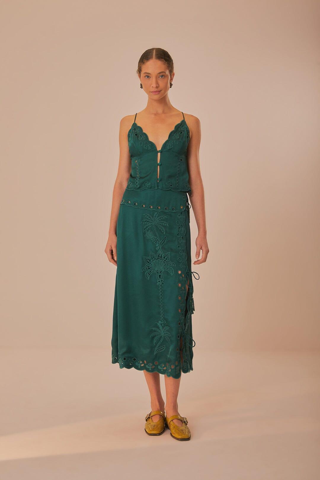 Green Richelieu Midi Skirt Product Image