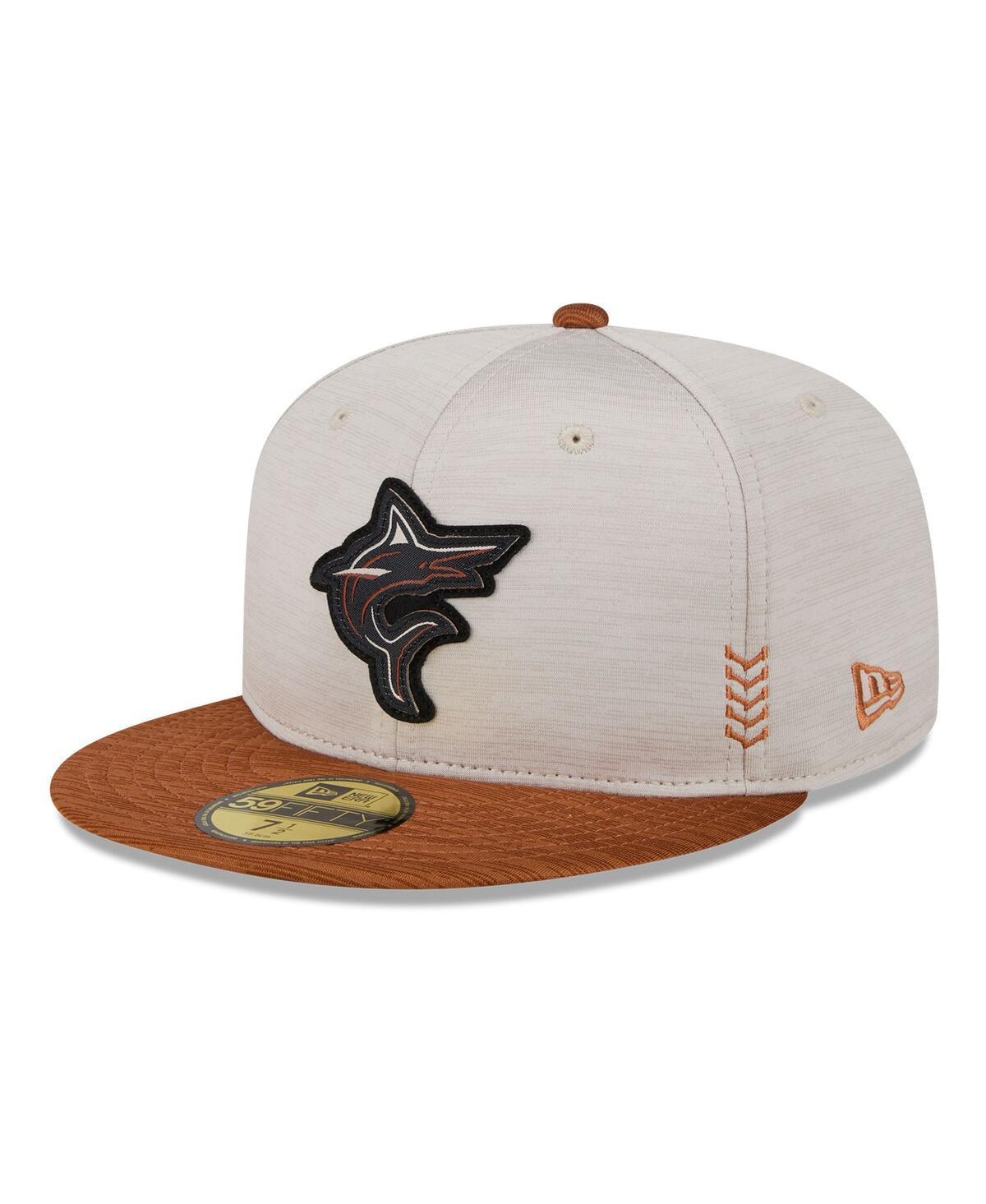 Mens New Era Stone Miami Marlins 2024 Clubhouse 59FIFTY Fitted Hat - Stone Product Image