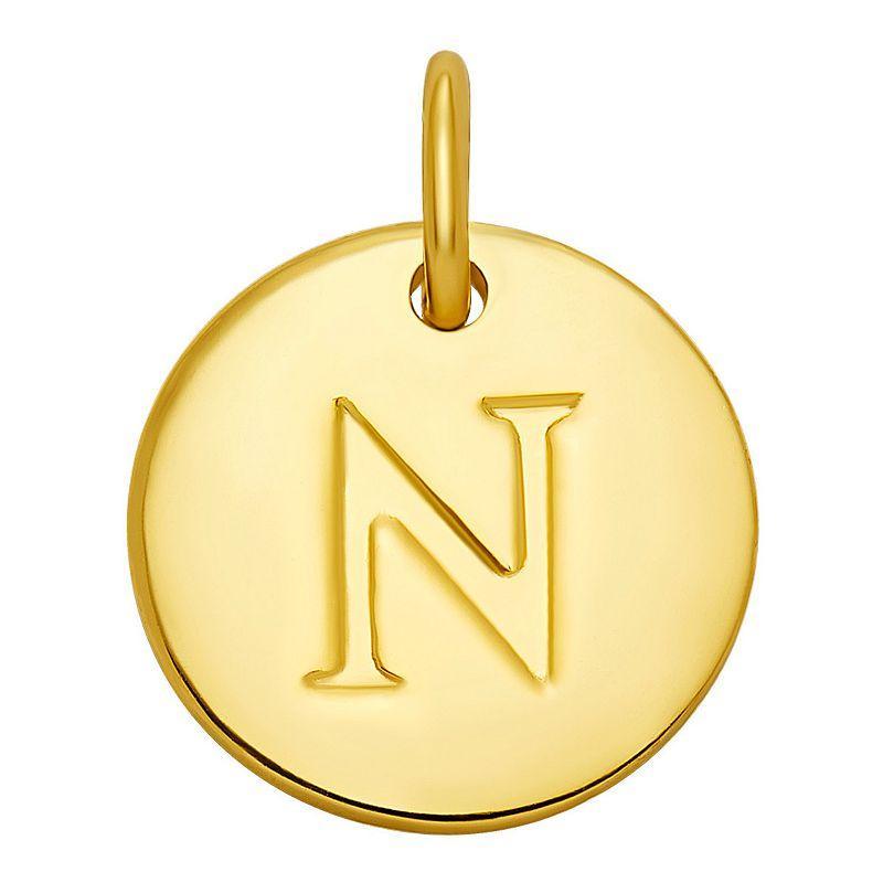 PRIMROSE 18k Gold Over Sterling Silver Letter Disc Charm, Womens, Gold Over Sterling D Product Image