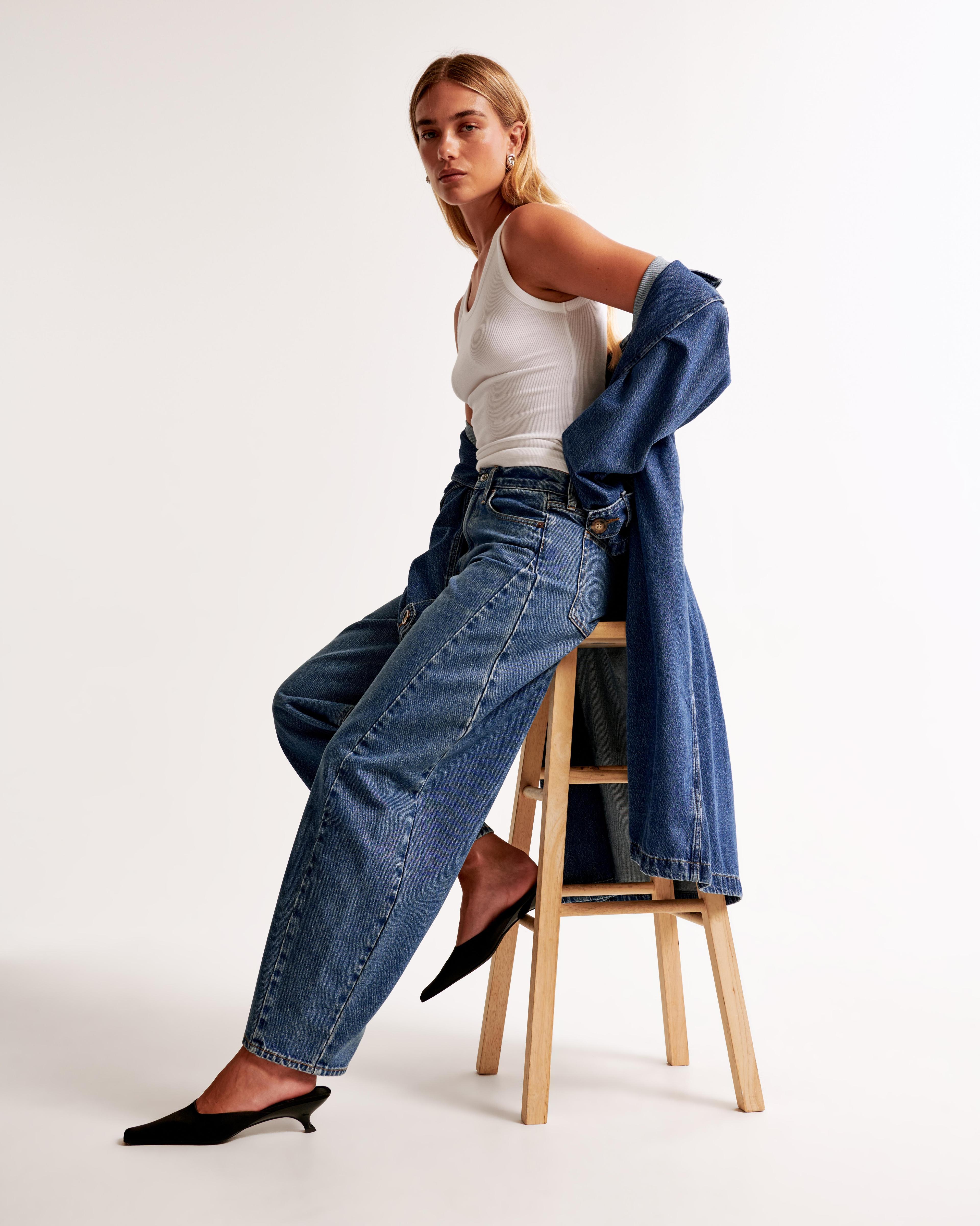 Mid Rise Barrel Jean Product Image