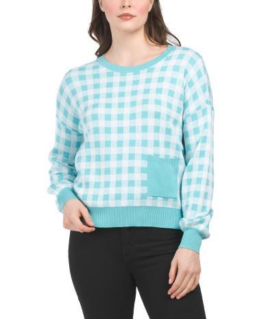 Pima Cotton Gingham Sweater for Women Product Image