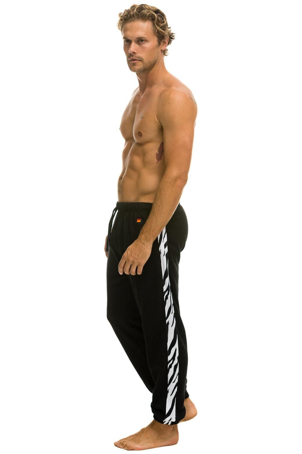 ZEBRA STRIPE SWEATPANTS - BLACK // ZEBRA Male Product Image