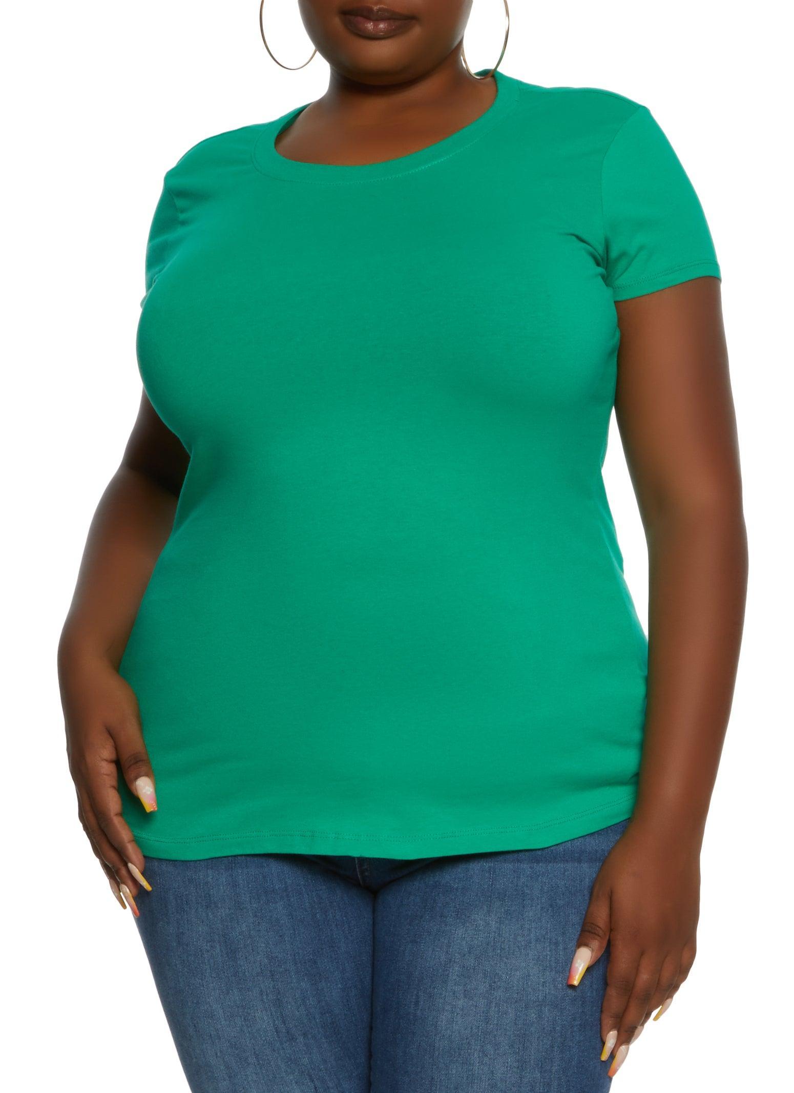 Womens Plus Size Basic Short Sleeve Crew Neck Tee Product Image