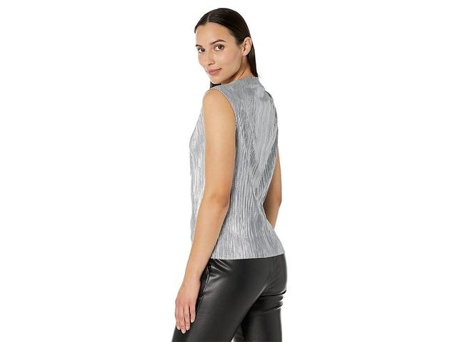 Calvin Klein Womens Metallic Pleated Sleeveless Top Product Image