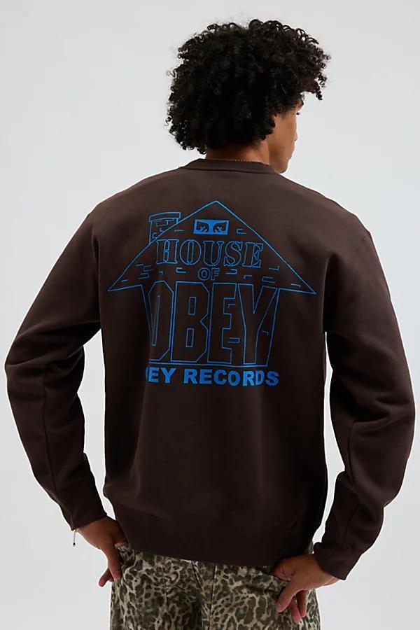 OBEY House Of Obey Records Crew Neck Sweatshirt Mens at Urban Outfitters Product Image