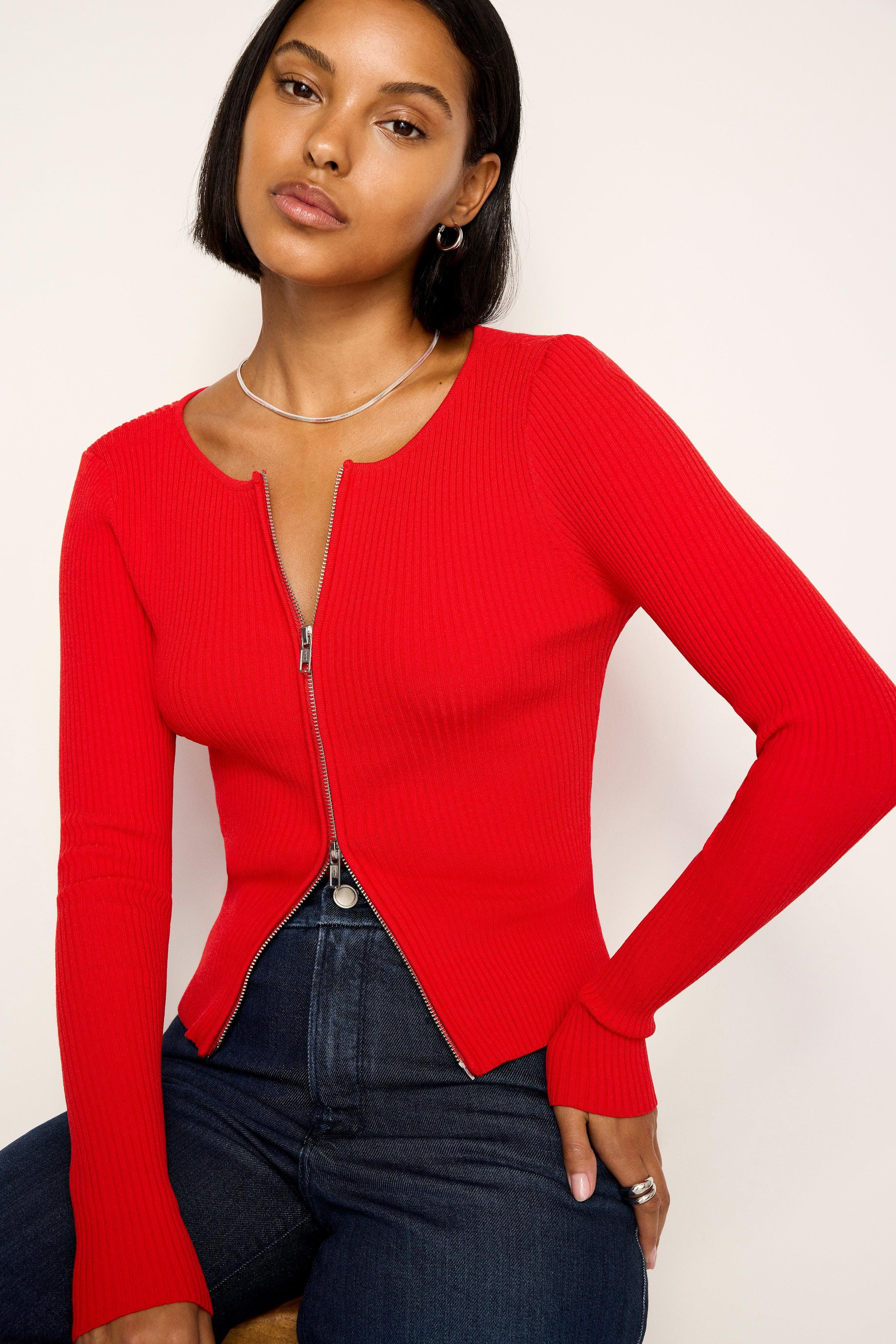 STRETCH RIB KNIT SWEATER | GRENADINE003 Product Image