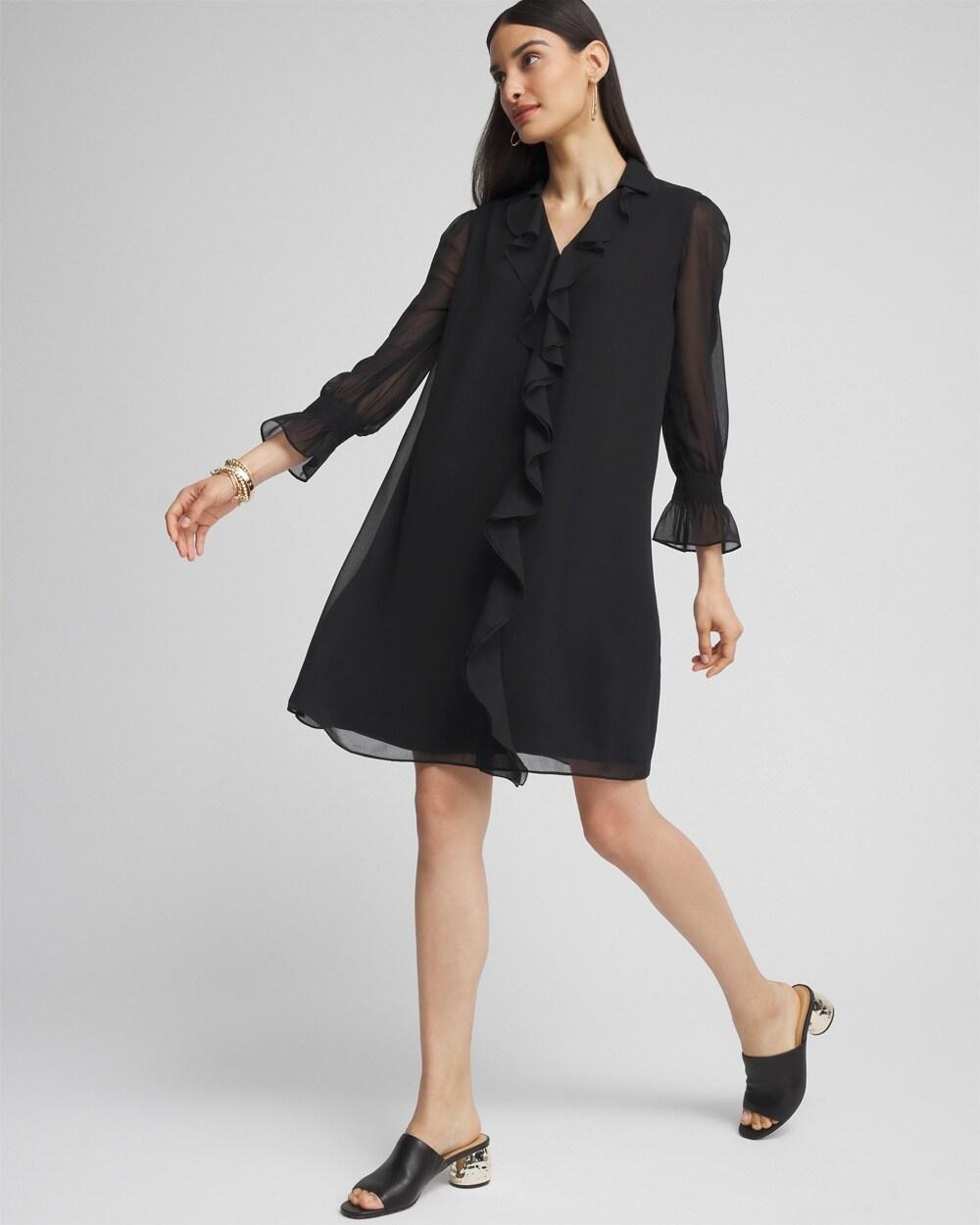 Ruffle Front Shirt Dress Product Image