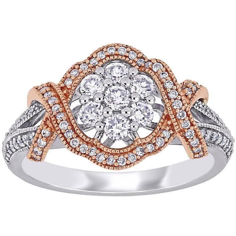 Stella Grace Two Tone 10k White Gold 5/8 Carat T.W Diamond Floral Ring, Womens 10k Two Tone Product Image