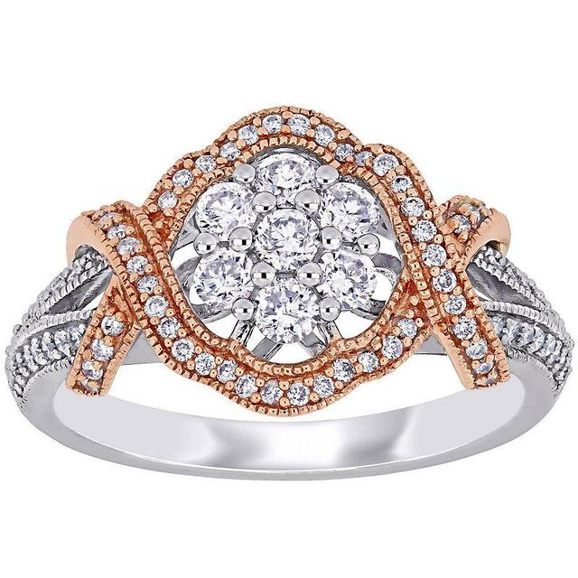 Stella Grace Two Tone 10k White Gold 5/8 Carat T.W Diamond Floral Ring, Womens Product Image