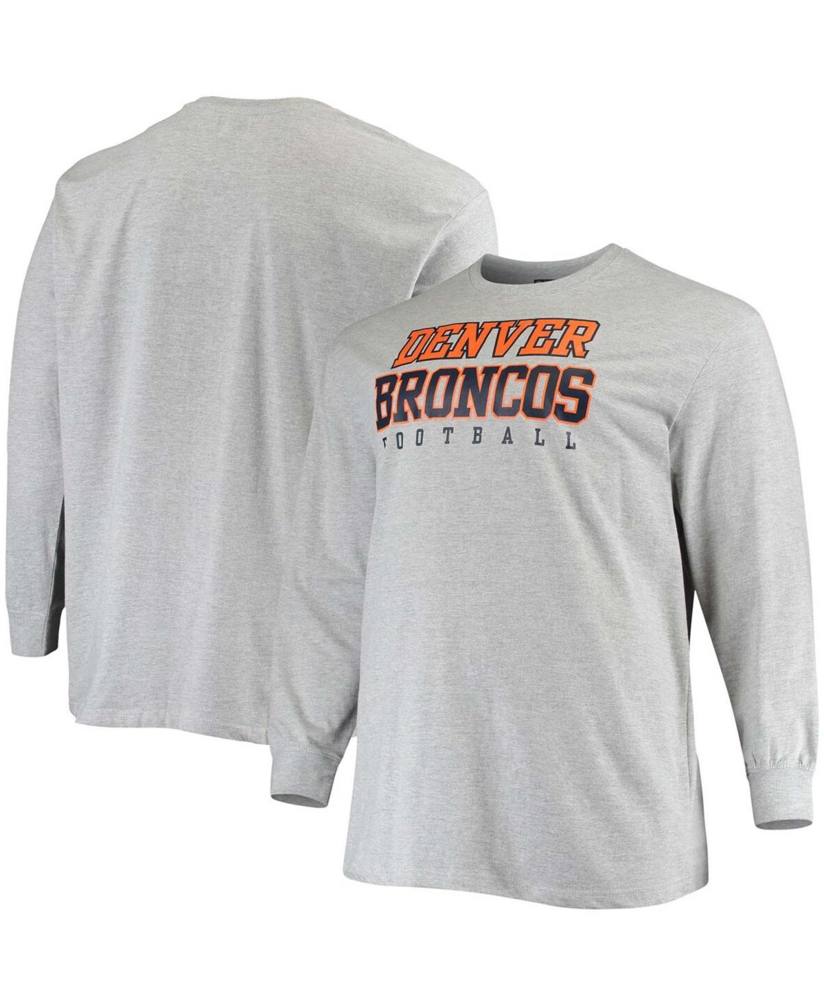 Men's Fanatics Branded Heathered Gray Denver Broncos Big & Tall Practice Long Sleeve T-Shirt Product Image