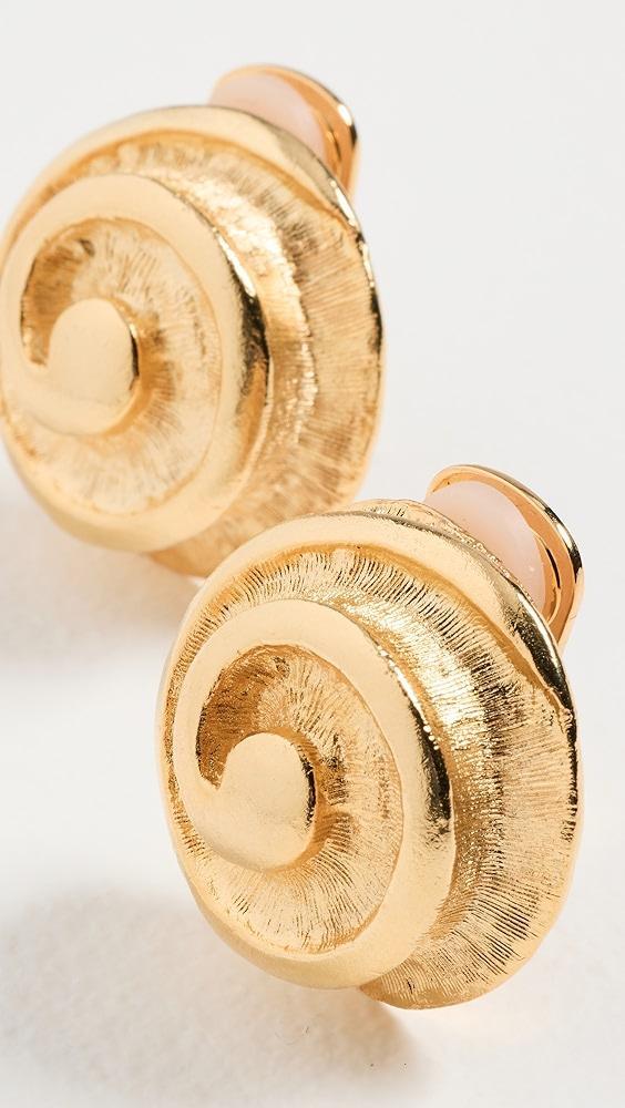 Kenneth Jay Lane Gold Swirl Button Clip Earrings | Shopbop Product Image