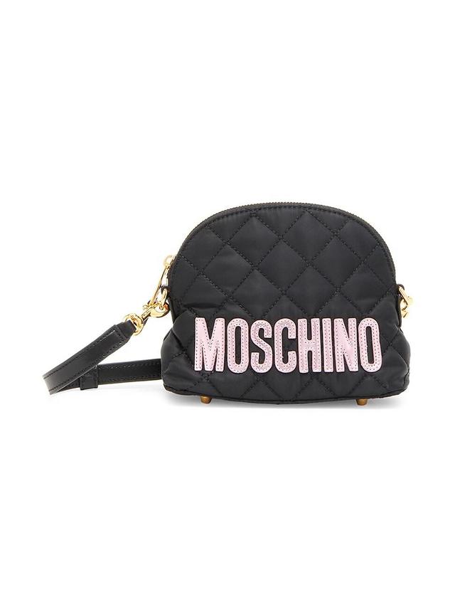 Womens Quilted Nylon Metallic-Logo Dome Crossbody Bag Product Image