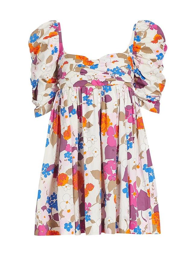 Womens Floral Puff-Sleeve Minidress Product Image