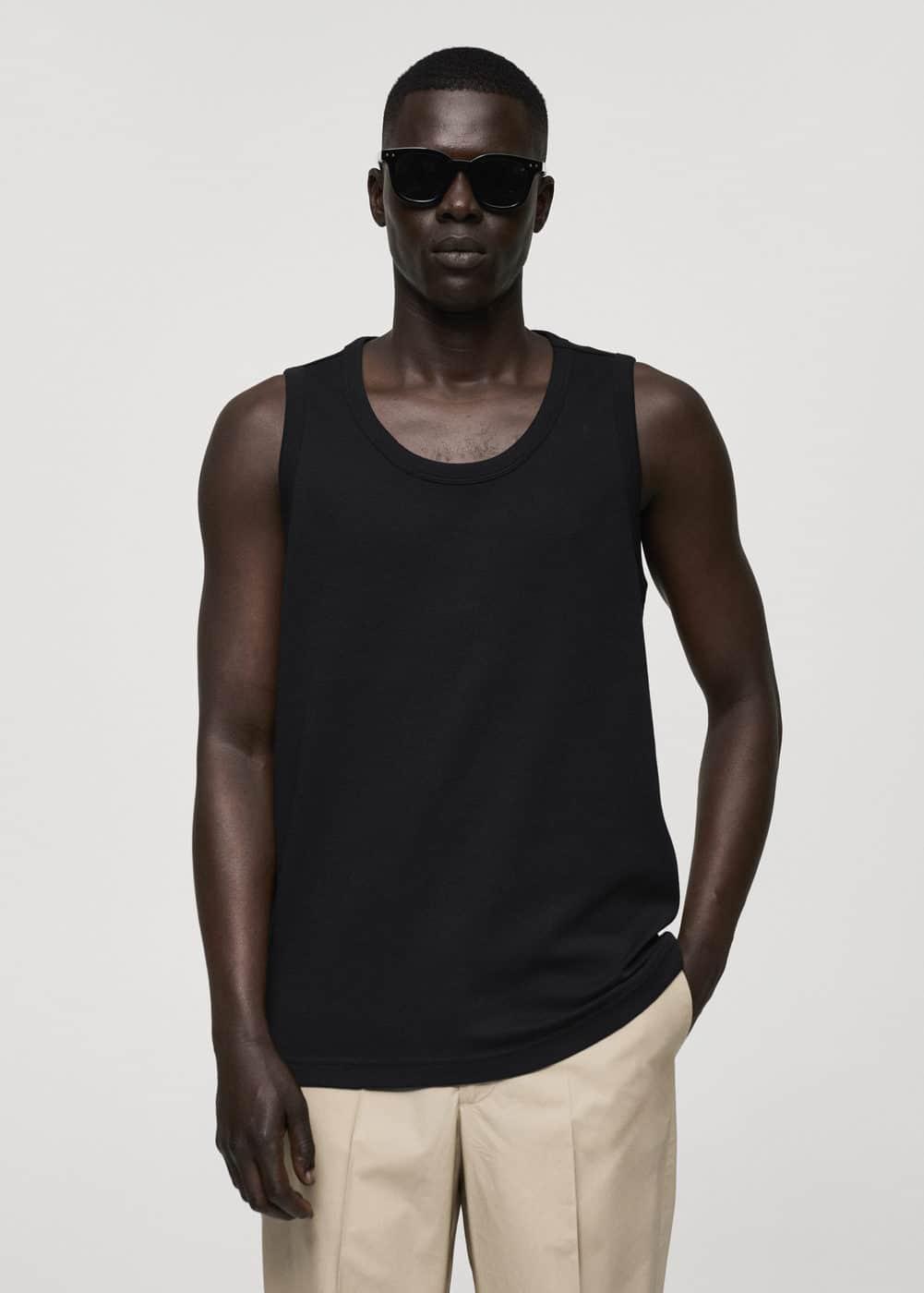 100% cotton tank top - Men | MANGO USA Product Image