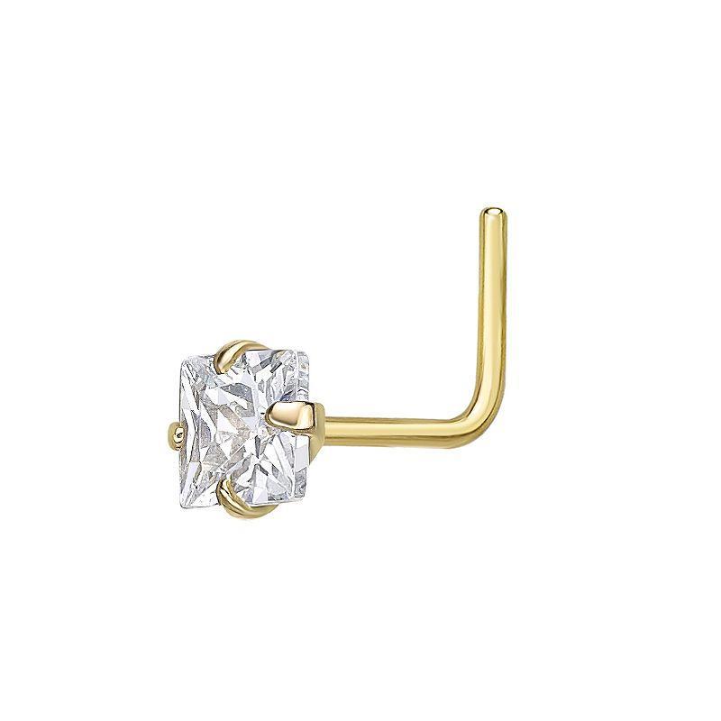 Lila Moon 14k Gold Cubic Zirconia 90 Degree Nose Ring Stud, Womens, 14k White Gold Product Image