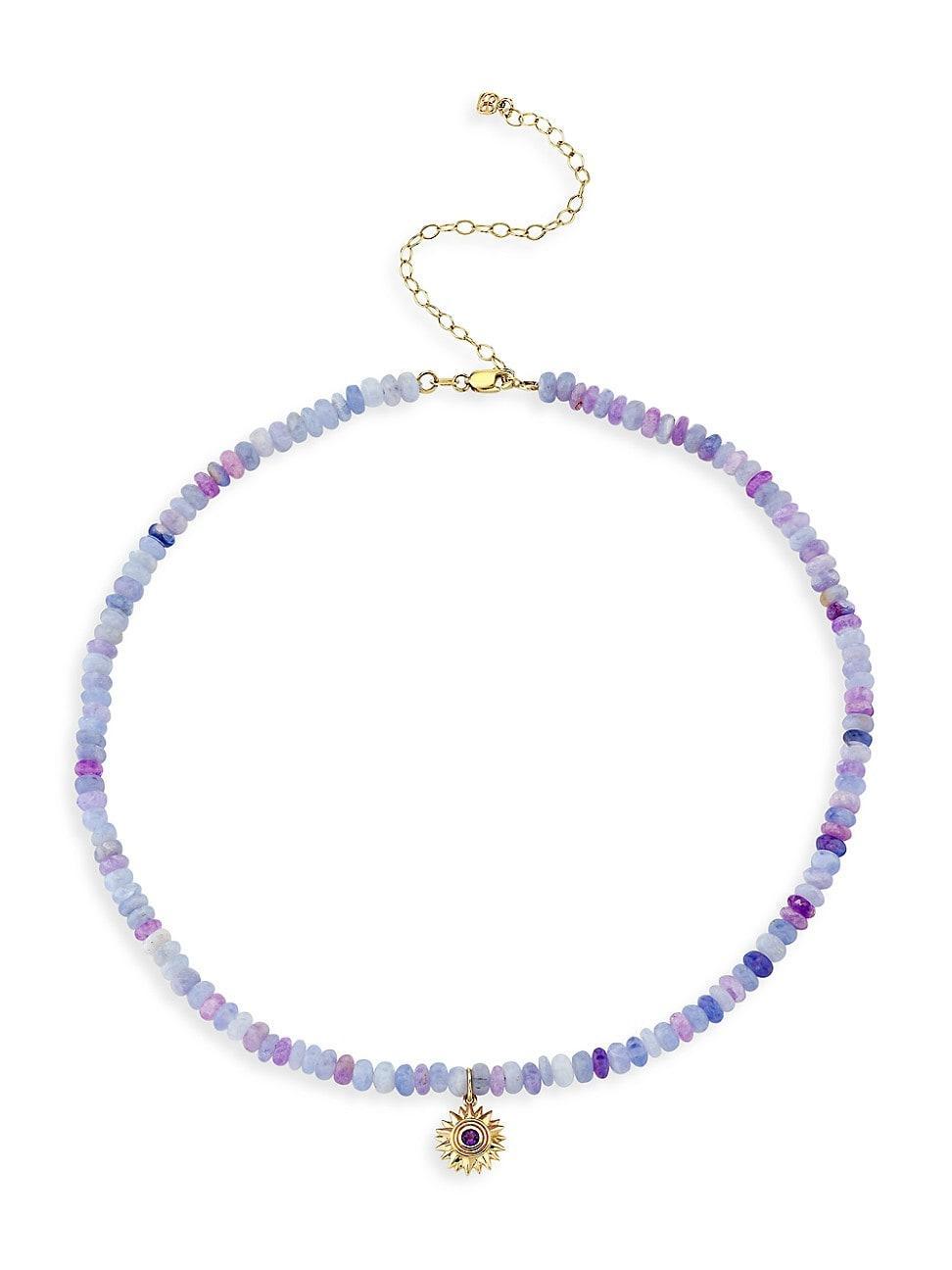 Womens 14K Yellow Gold & Amethyst Beaded Choker Product Image