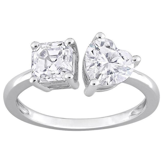 Stella Grace Sterling Silver Lab-Created Moissanite Two-Stone Ring, Womens White Product Image