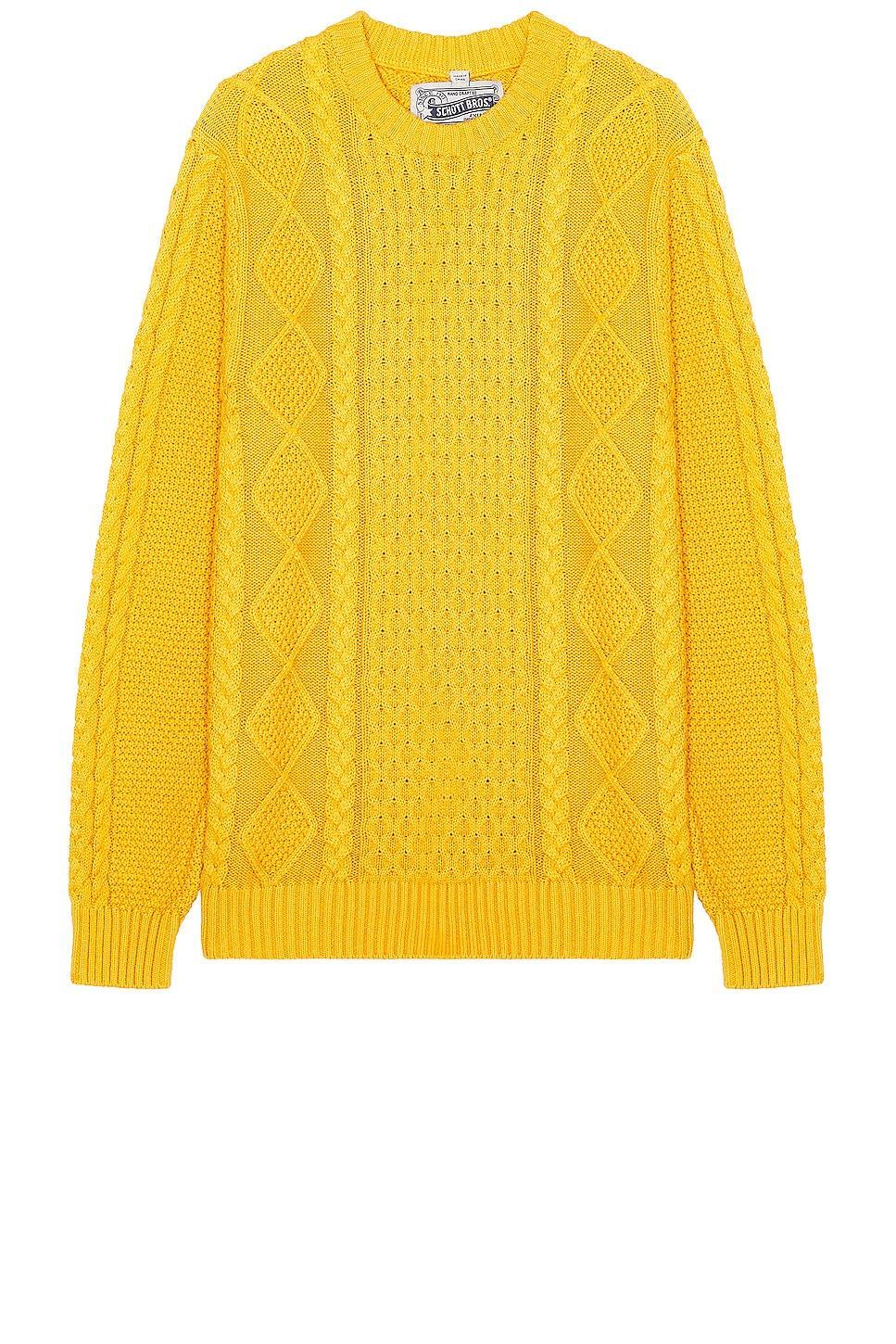 Schott Cableknit Sweater in Sunflower - Yellow. Size L (also in M, S, XL/1X). Product Image