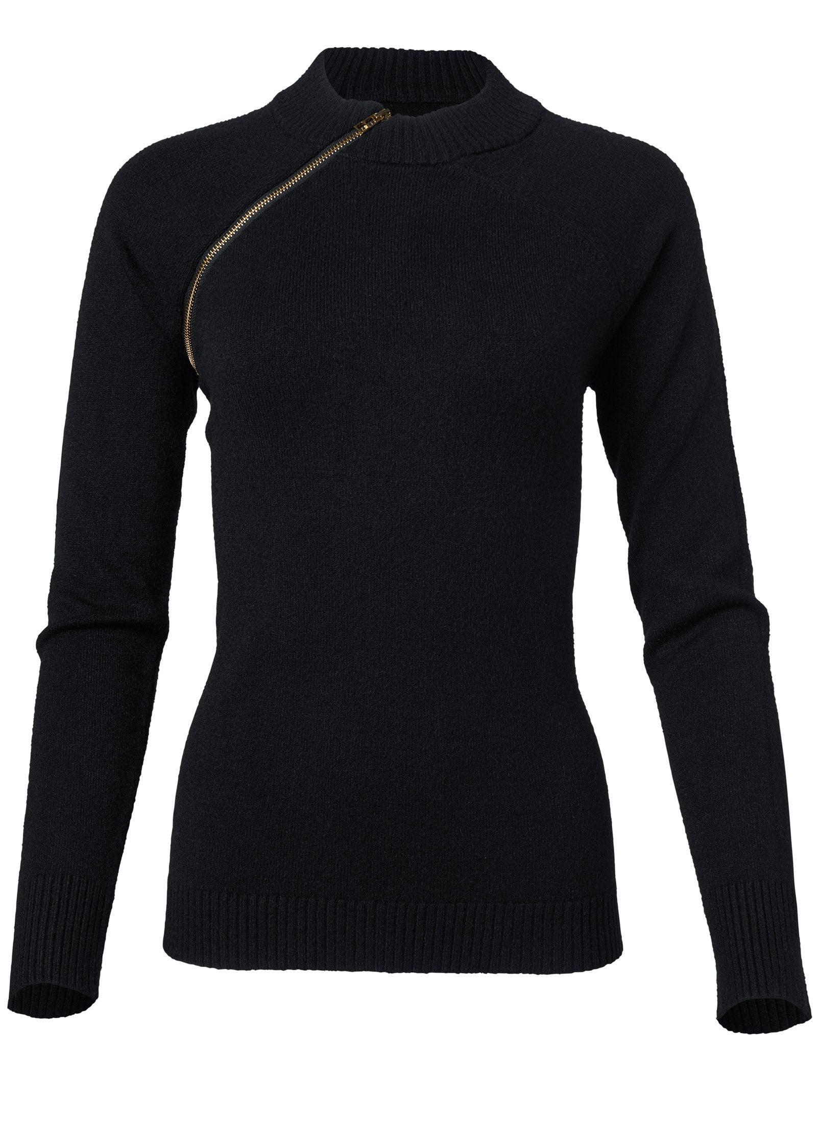 Zipper Neck Sweater  - Black product image