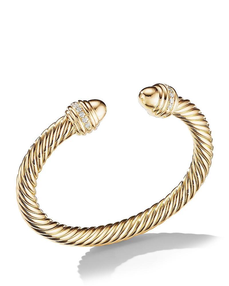 Womens Cable Classics Color Bracelet in 18K Yellow Gold with Gold Domes and Pav Diamonds Product Image