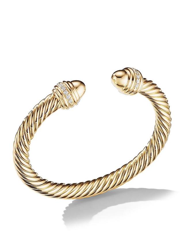 David Yurman Cable Bracelet in 18K Yellow Gold with Gold Dome & Diamonds Product Image