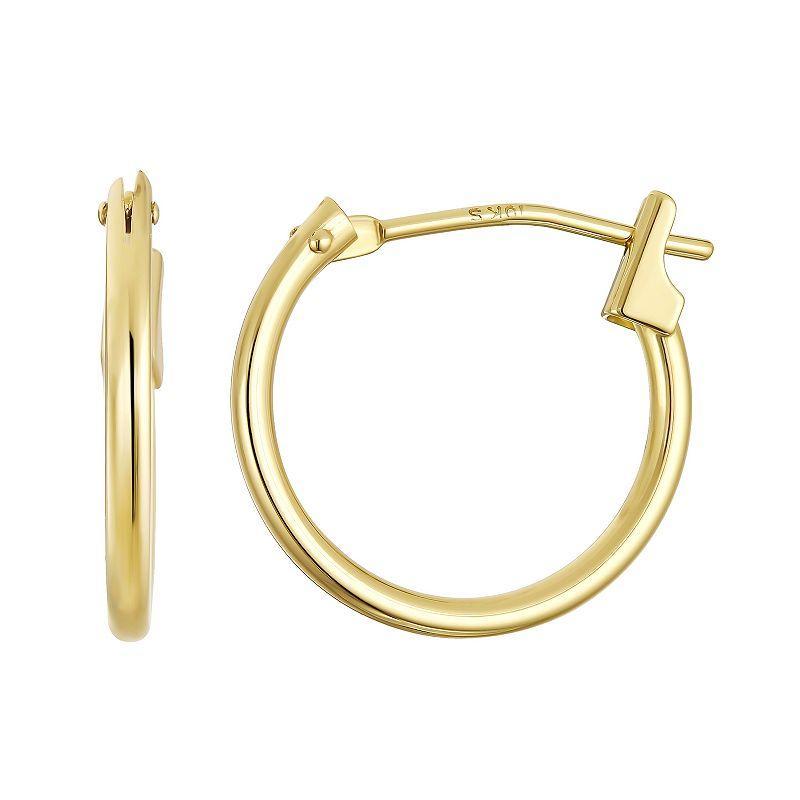 Taylor Grace 10k Gold 14 mm Polished Tube Hoop Earrings, Womens Product Image