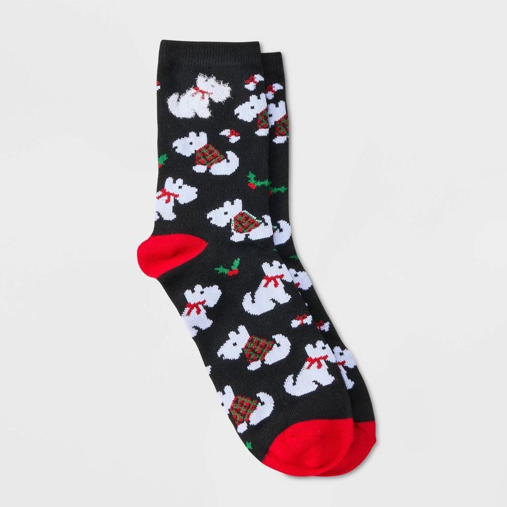 Womens Scottie Dogs Christmas Crew Socks - Wondershop Black/Red 4-10 Product Image