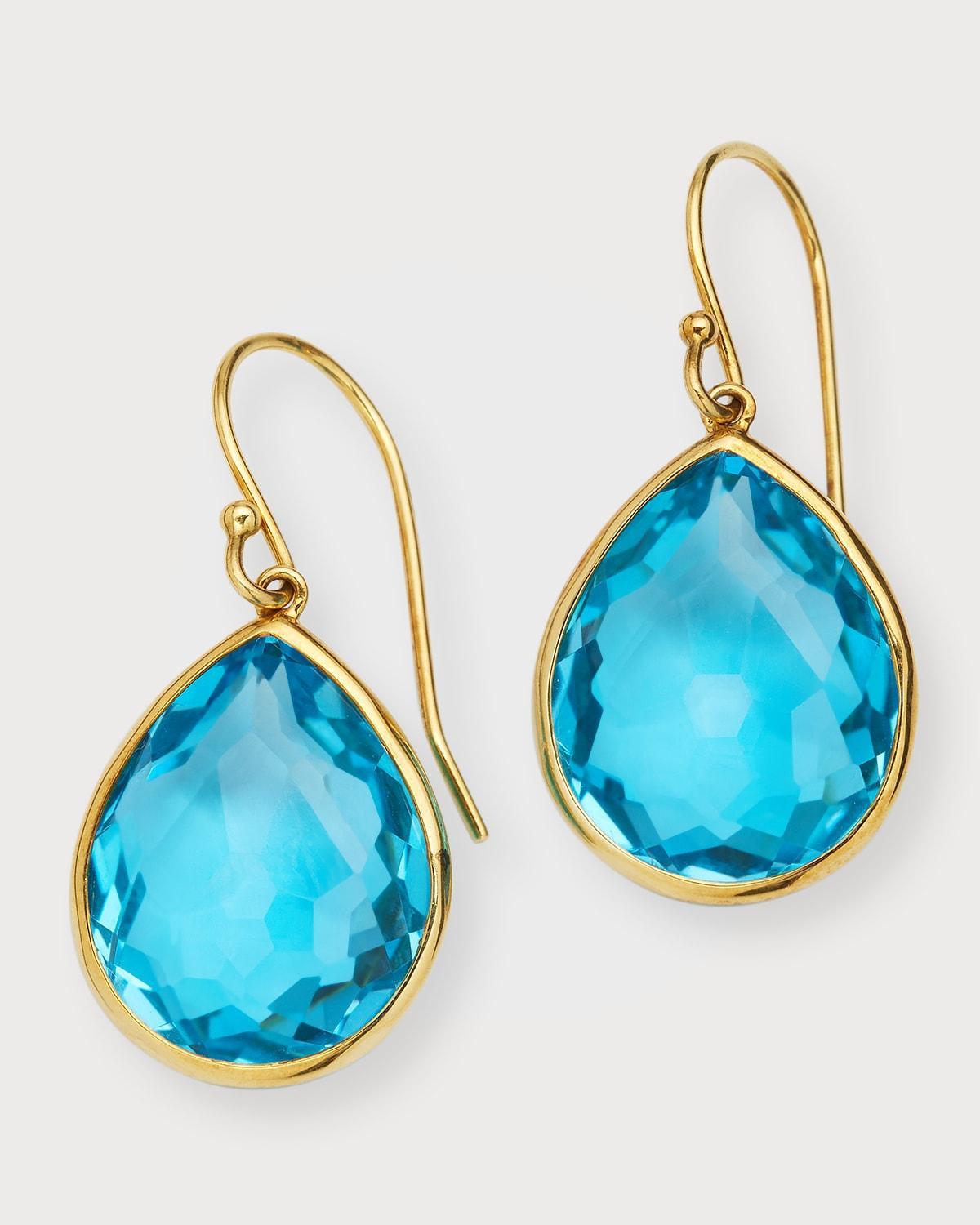 Womens Rock Candy 18K Green Gold & Blue-Topaz Medium Teardrop Earrings Product Image