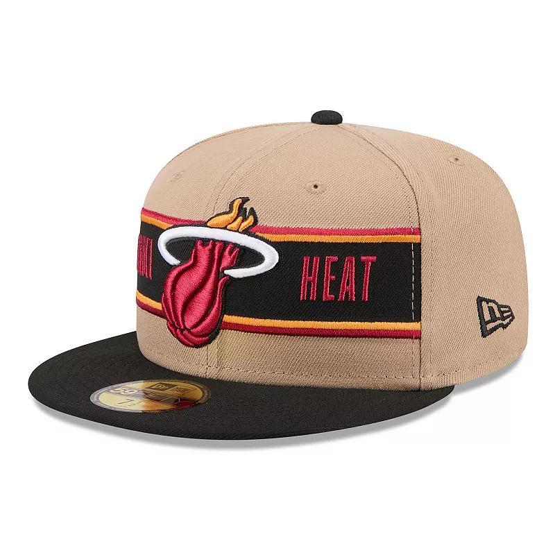 New Era Mens Tan Miami Heat 2024 Nba Draft 59FIFTY Fitted Hat - Tan, Black Product Image