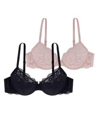 Dorina Womens Rosa 2 Piece Non Padded Lace Demi Bra Set, D001682LA084-2X0223 - Black Product Image