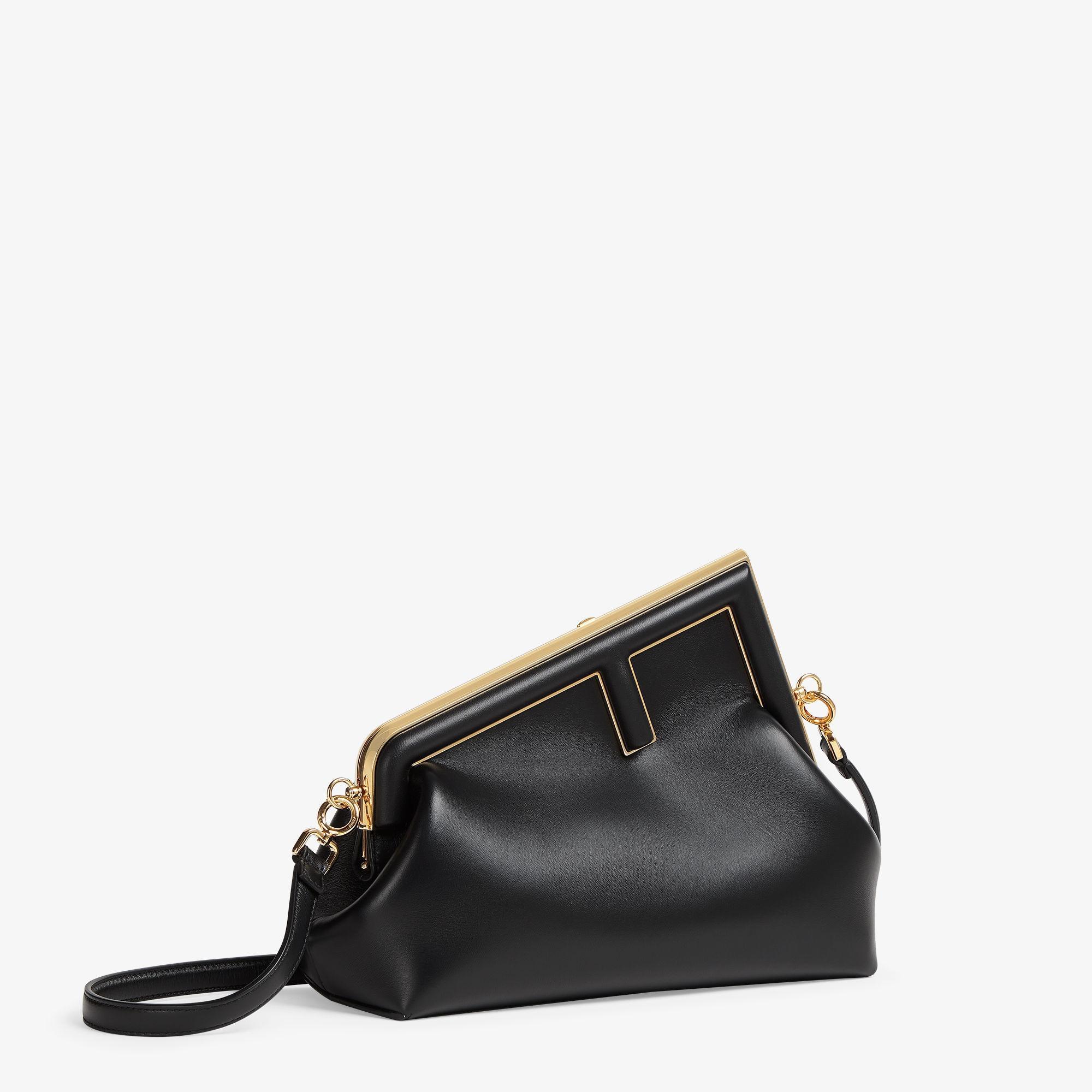 Fendi First MidiBlack leather bag Product Image