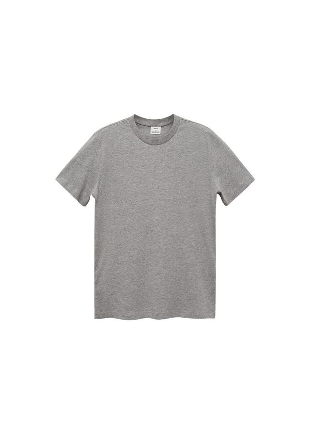 MANGO MAN - Basic cotton stretch T-shirt medium heather greyMen Product Image