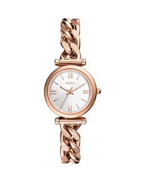 Fossil Womens Carlie Three-Hand Rose Gold-Tone Stainless Steel Watch 28mm Product Image